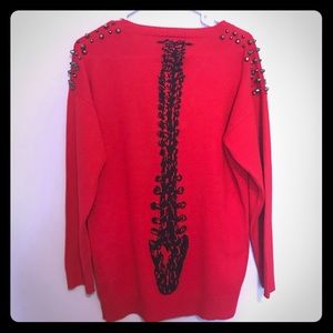 Iron Fist red spine and studs cardigan